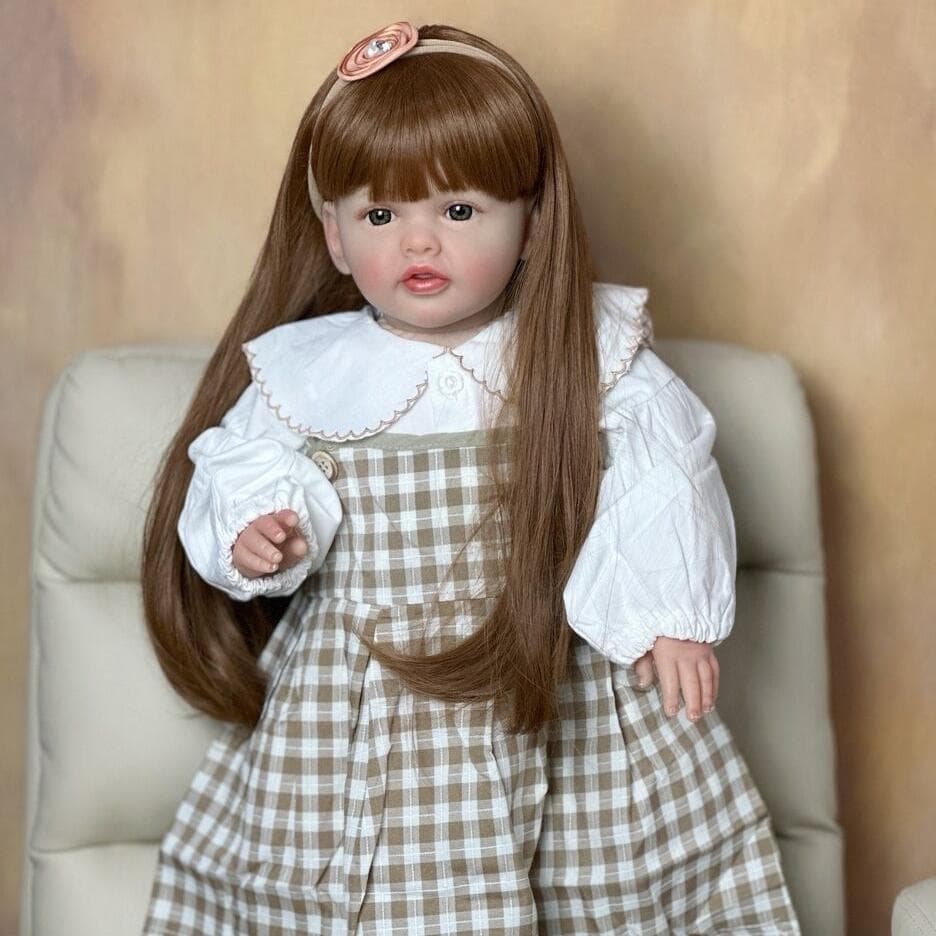 60cm Reborn Baby Doll Cloth Body Silicone Toy For Girl Lifelike Vinyl Long Hair Princess Bebe Birthday Gift Dress Up Art Boneca same as picture