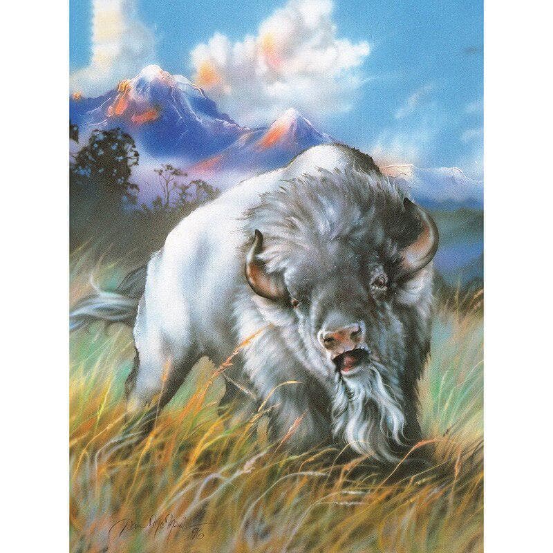 Full Drill 5D DIY Diamond Embroidery Ferocious White Cow Diamond Painting Cross Stitch Rhinestone 20X30CM
