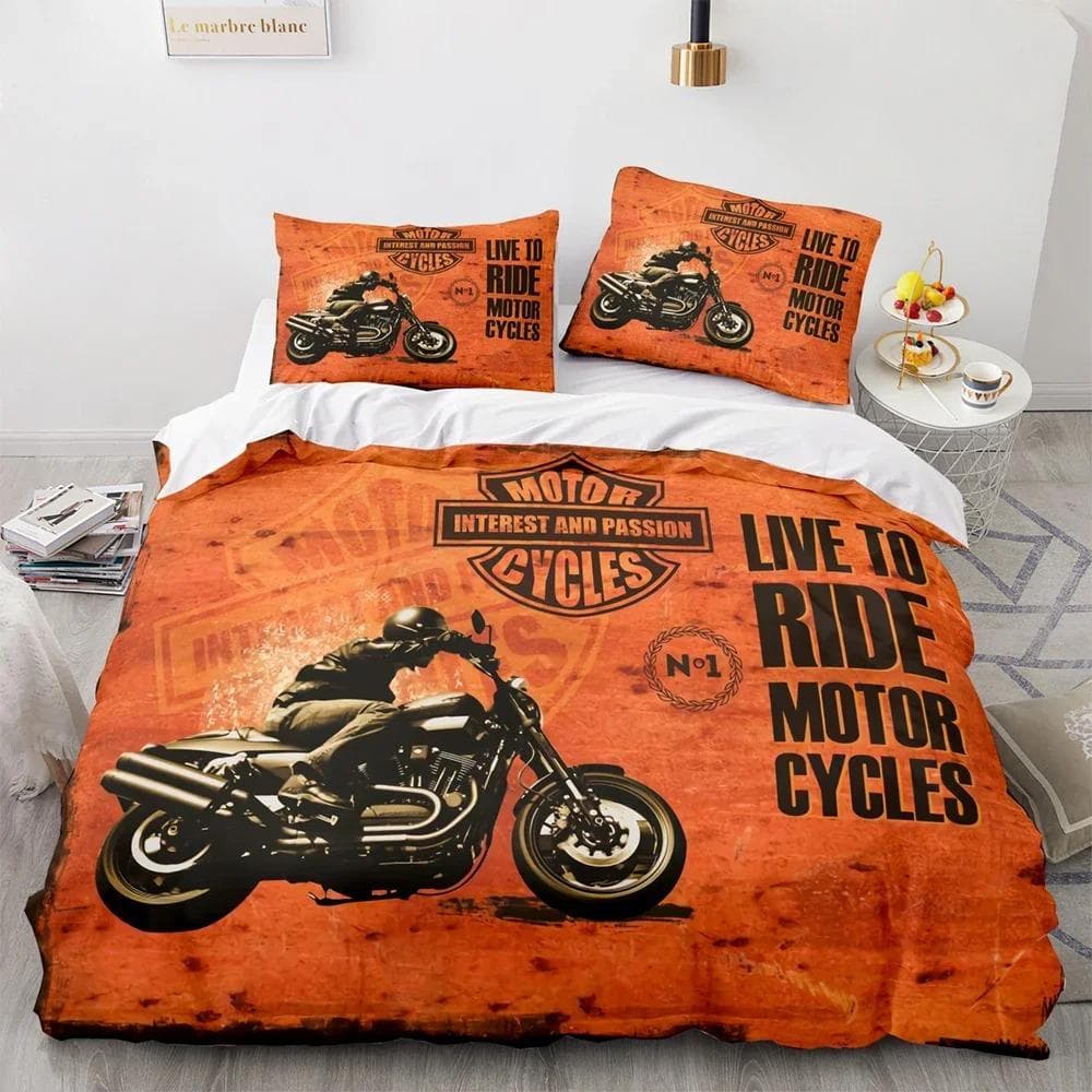 New Classic motorcycle Bedding Set Single Twin Full Queen King Size knight Bed Set Adult Kid Bedroom Duvet cover Sets 3D Print 70x133cm 2pcs