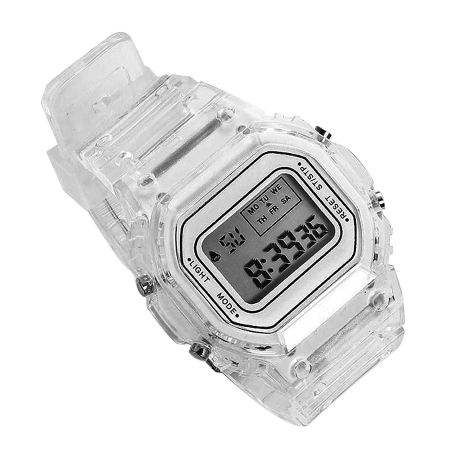 LED Digital Watch Transparent Waterproof Lightweight Accurate Time Sports Wristwatch White white