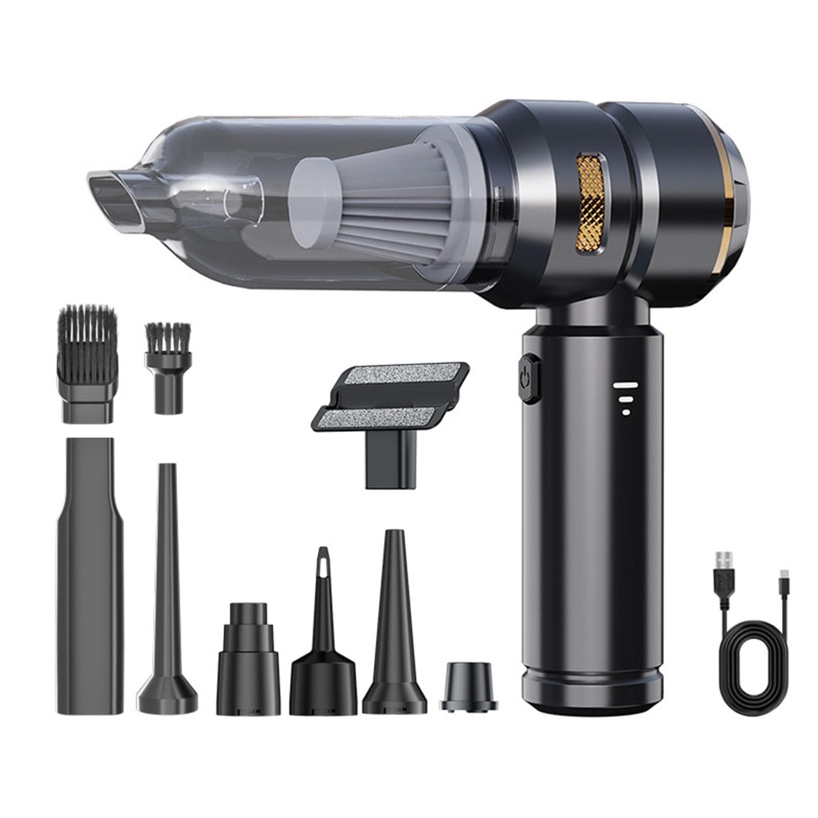 4 in 1 Compressed Air Duster 3Gear Adjustable 80,000RPM 6000mAh Rechargeable Battery Handheld black