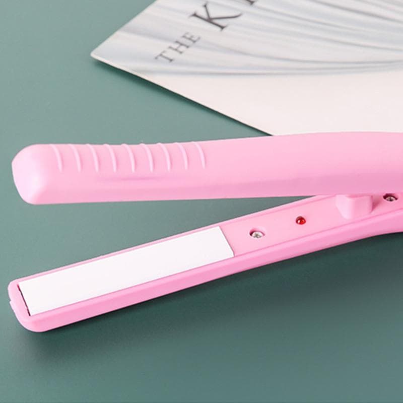 Mini Electric Ceramic Hair Straightener Hair Care Straightening Hair Crimper Pro Styling Hair Curler EU Plug pink