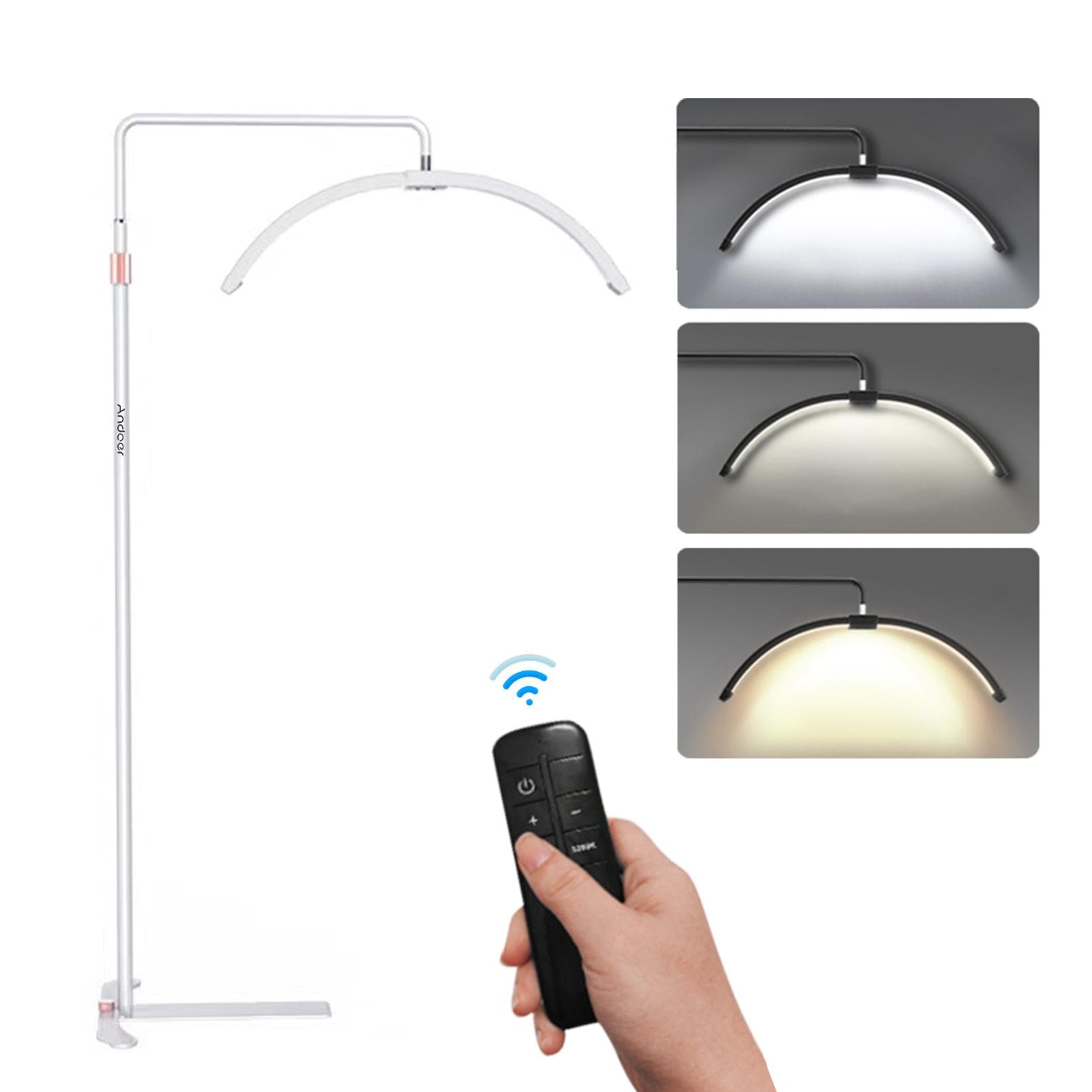 Andoer HD-M5X 36W Floor LED Video Light Half-moon Shaped Fill Light 3000K-6000K Dimmable with AU Plug white