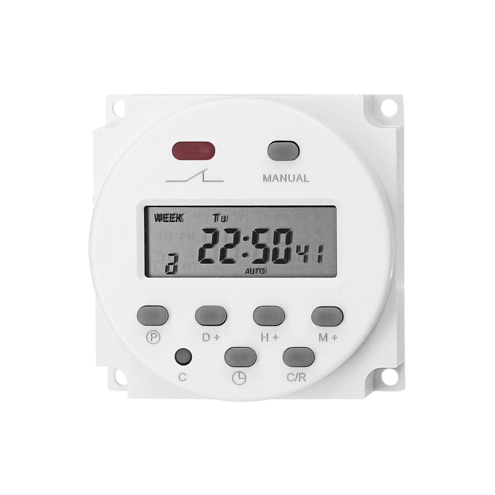 Weekly Programmable Digital Timer Switch Panel Mounted Electrical Timer 16 Independent ON/ OFF 12V