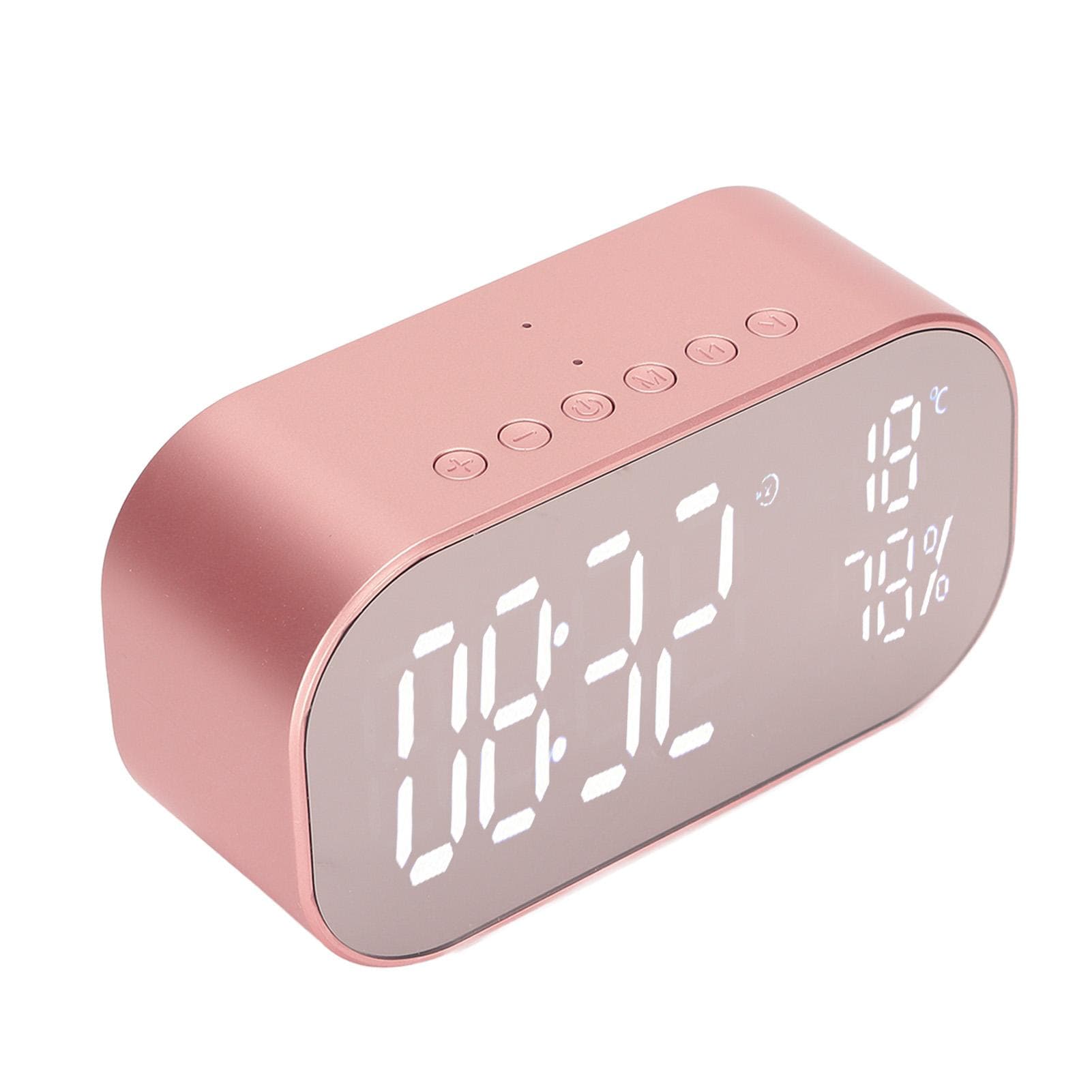 Alarm Clock Radio Multifunction FM Digital Radio Alarm Clock with Bluetooth Speaker for Home rose gold