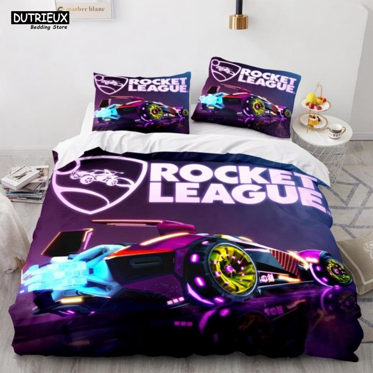 Rocket League Single Bedding Set America Car Gaming Bed Linen Boys Teens Double Twin Queen King Size Duvet Cover With Pillowcase AU King(245x210cm)