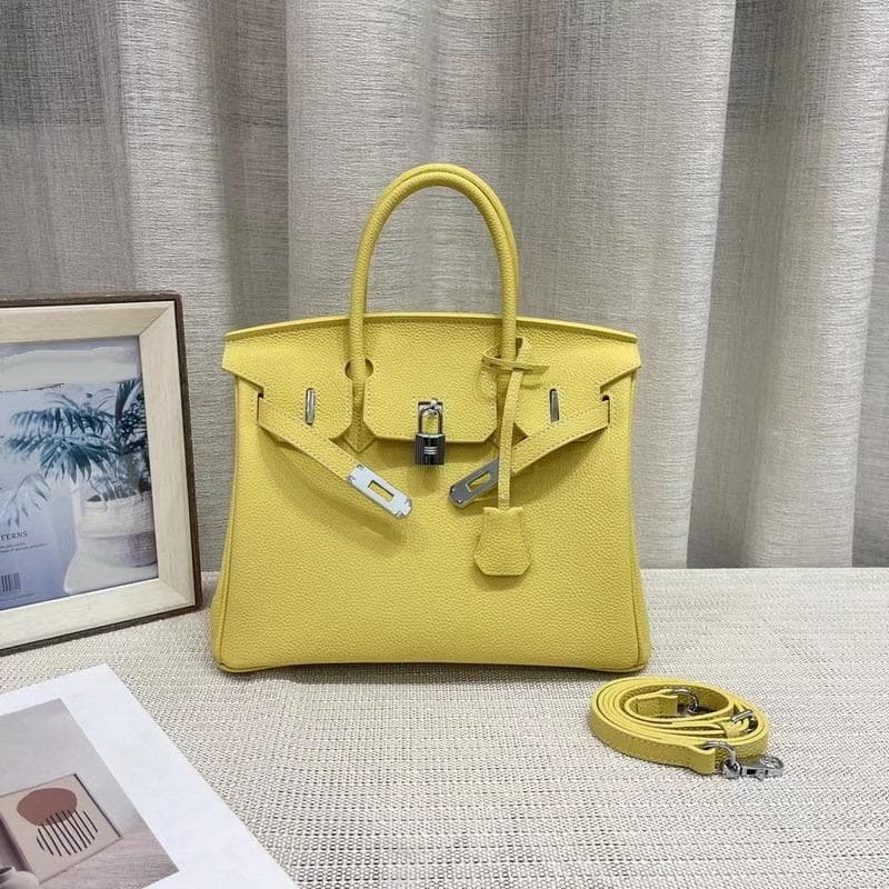 New Gold Buckle Silver Buckle Layer Cowhide Togo Platinum Bag Genuine Leather Women's Bag Hand-held Bag 20x10x16cm