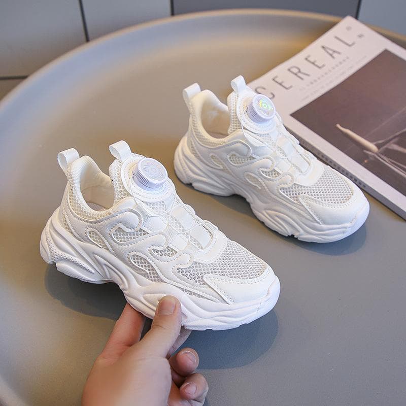 Breathable Sports Shoes Single Mesh Rotating Button Ultra-light Campus Activities Designated White Shoes 31