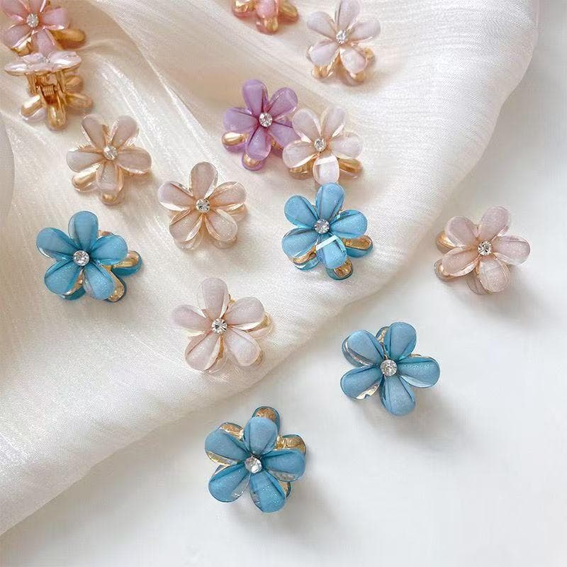 2/6/10PCS Set Women Girl Mini Hair Claws Flower Alloy Cute Hairpin Kids Sweet Hair Accessories Spring Clip 6PCS multicolour