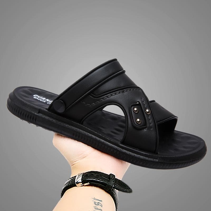 Slippers for Men Summer Comfortable Breathable Casual Soft Men's Sandals Fashionable and Versatile Beach Shoes Mens Slippers 41 black
