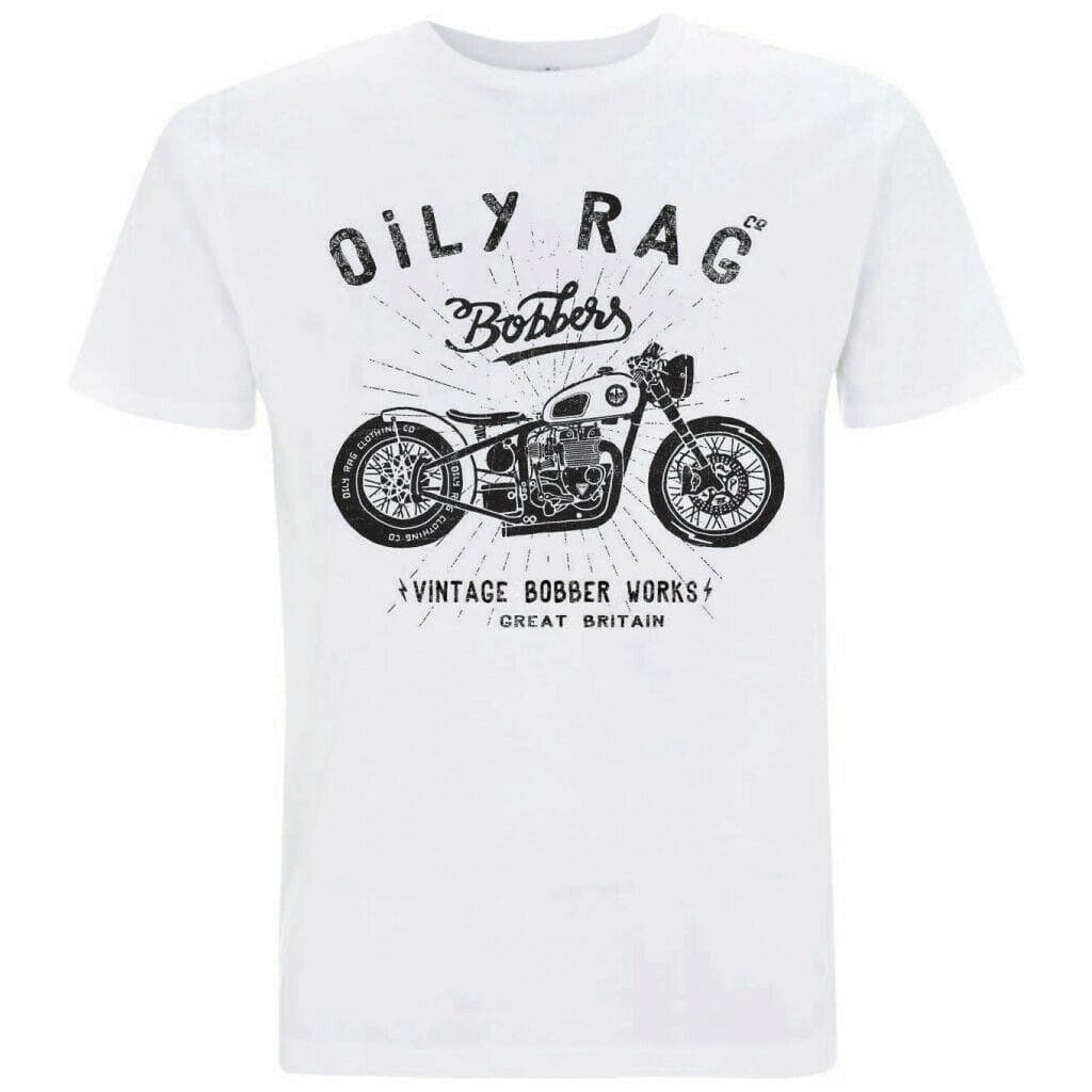 Oily Rag Clothing Bobber Works Motorcycle Biker White Unisex T-shirts XL