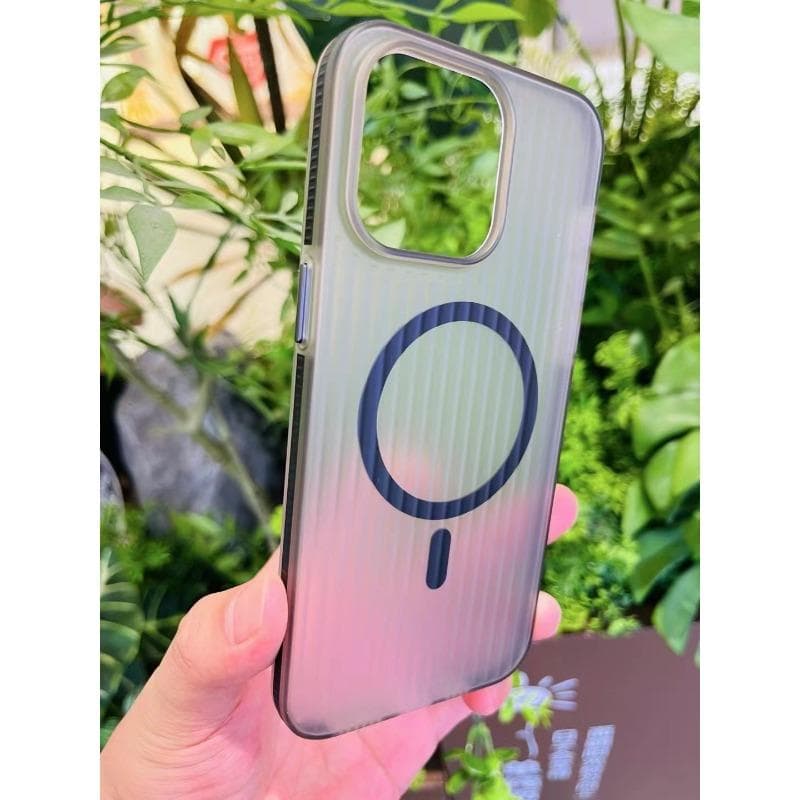 Corrugated Shell Suitable for IPhone15 Mobile Phone Case PC Magnetic Hard Shell Apple 14pro Transparent Two-color Non-slip Frame Apple 16Plus