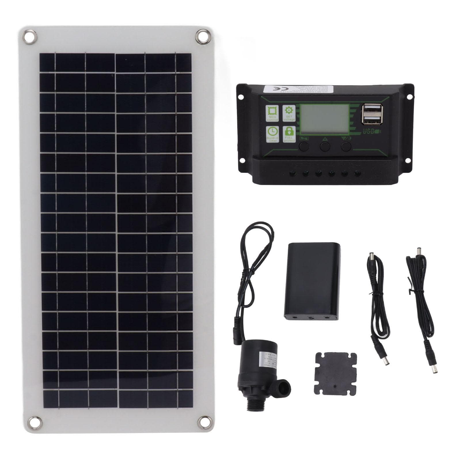 Solar Panel Kit Polycrystalline 100A Controller 10W 18V Solar Charging Panel with Battery Box Pump