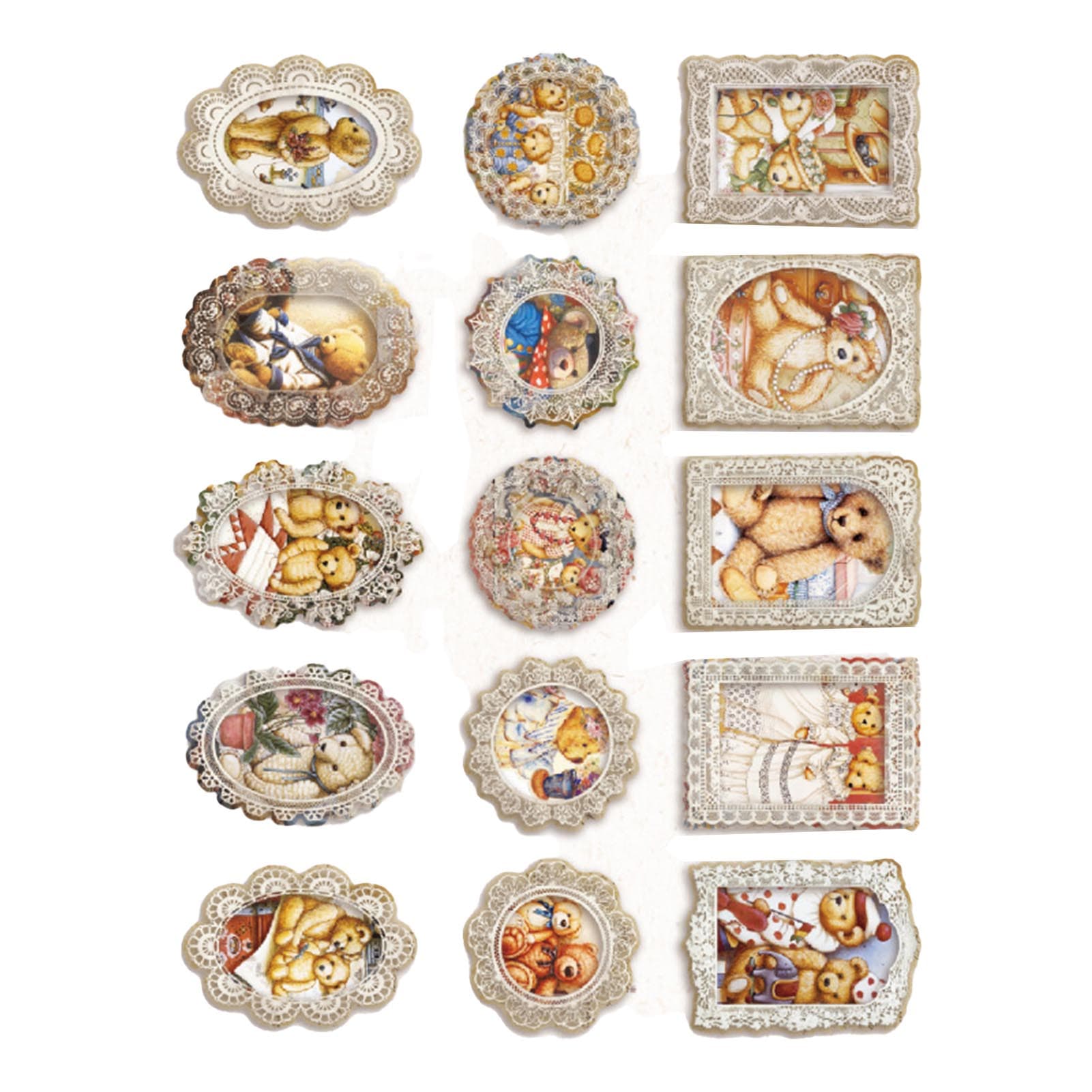 45 Pcs Lace Stickers Retro Commemorative Style Decorative Sticker for Scrapbooking Album Decoration
