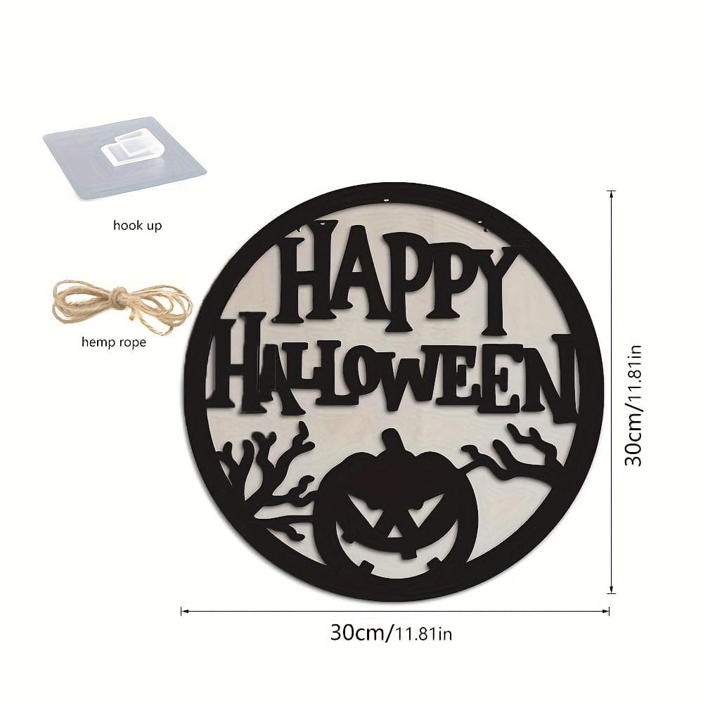 1pc Halloween Wooden Happy Halloween Evil Pumpkin Acrylic Wall Hanging, Holiday Decoration Wall Hanging, Halloween Gift Pack of 1