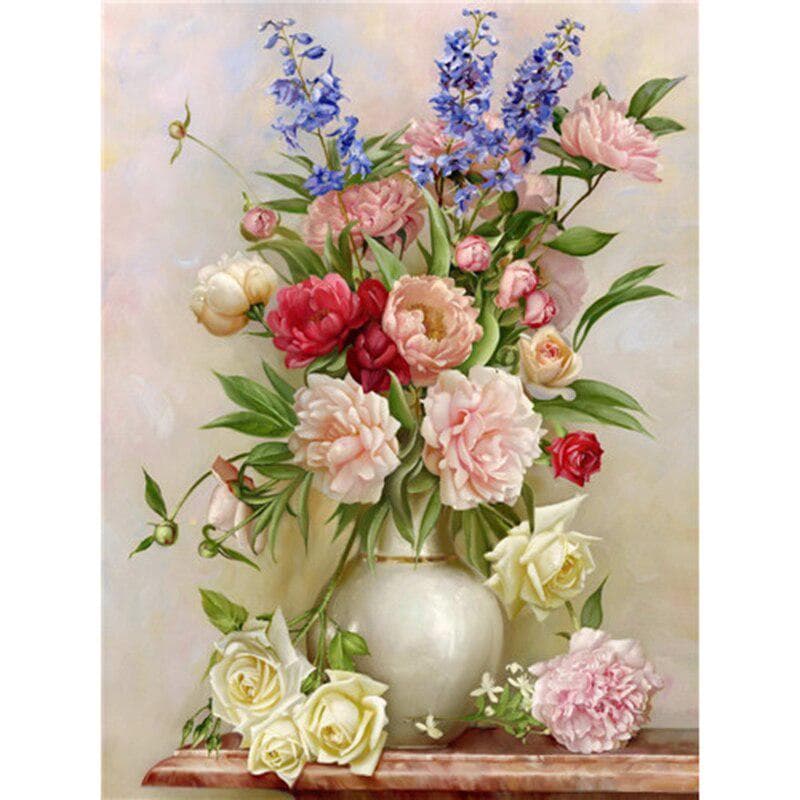 5D Diamond Painting Flower Vase Peony Picture Rhinestone DIY Cross Stitch 20X30CM
