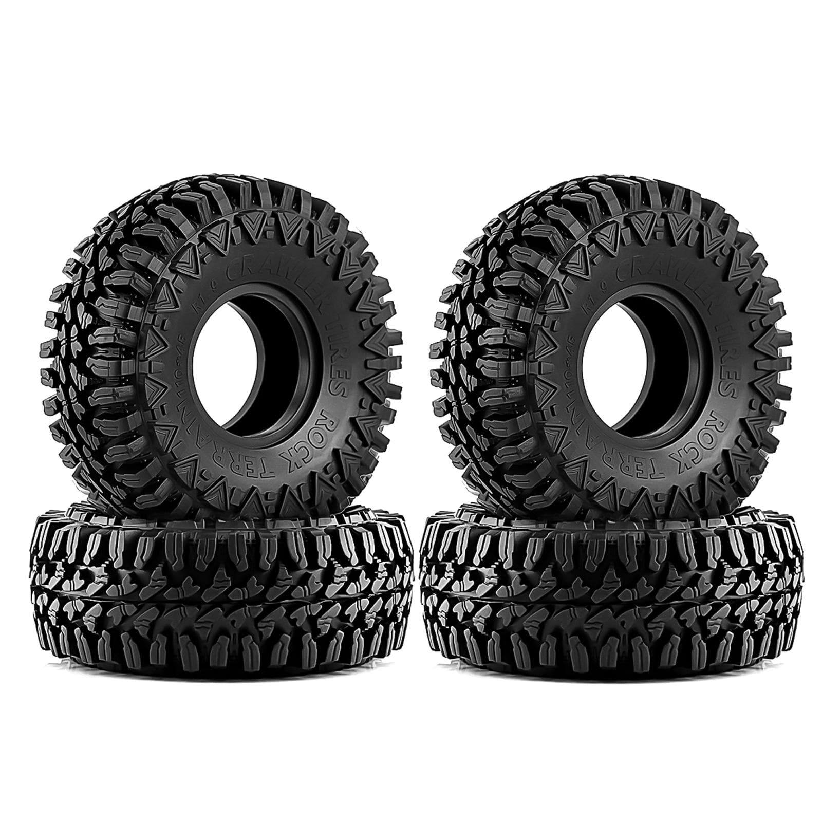 4pcs 1.9inch Wheel Tires Super Large 110*45mm Replacement for Axial SCX10 90046 90047 AXI03007 black
