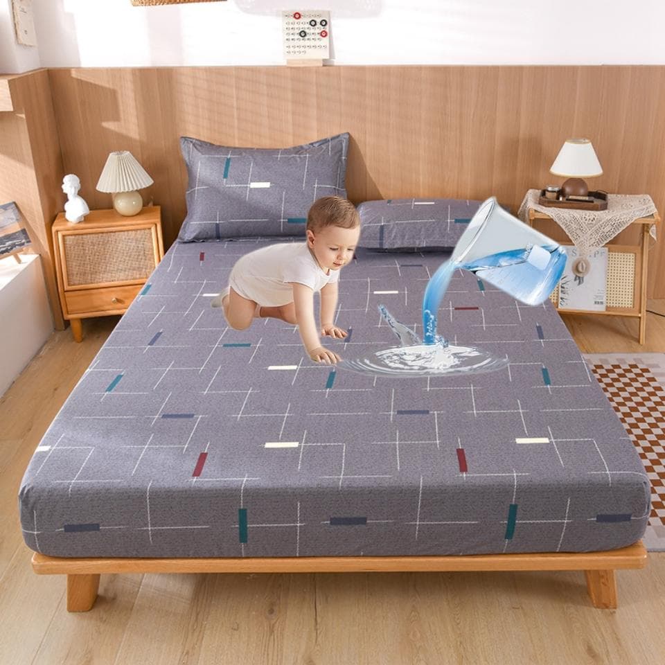 1 Simple Modern Geometry Printed Matte Fitted Sheet, Bedroom Printed Bed Cover, Bedding (Excluding Pillowcases) Twin