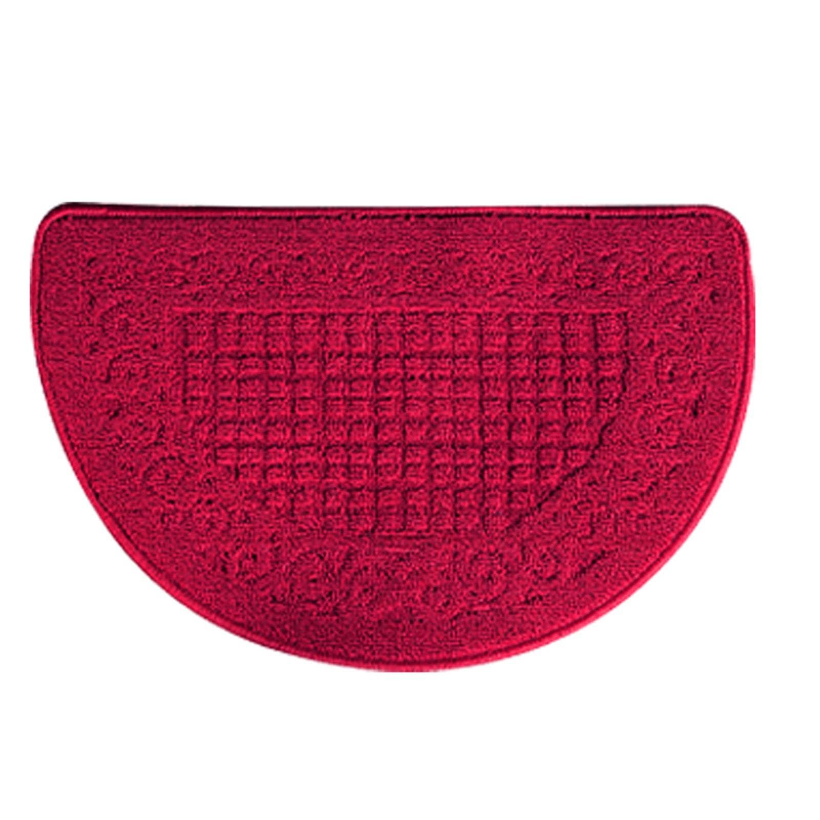 Half Circle Doormat Semicircle Floor Mat Dust Trap Polyester Fiber Strong Absorption Anti Slip for 48x78cm / 18.9x30.7in red