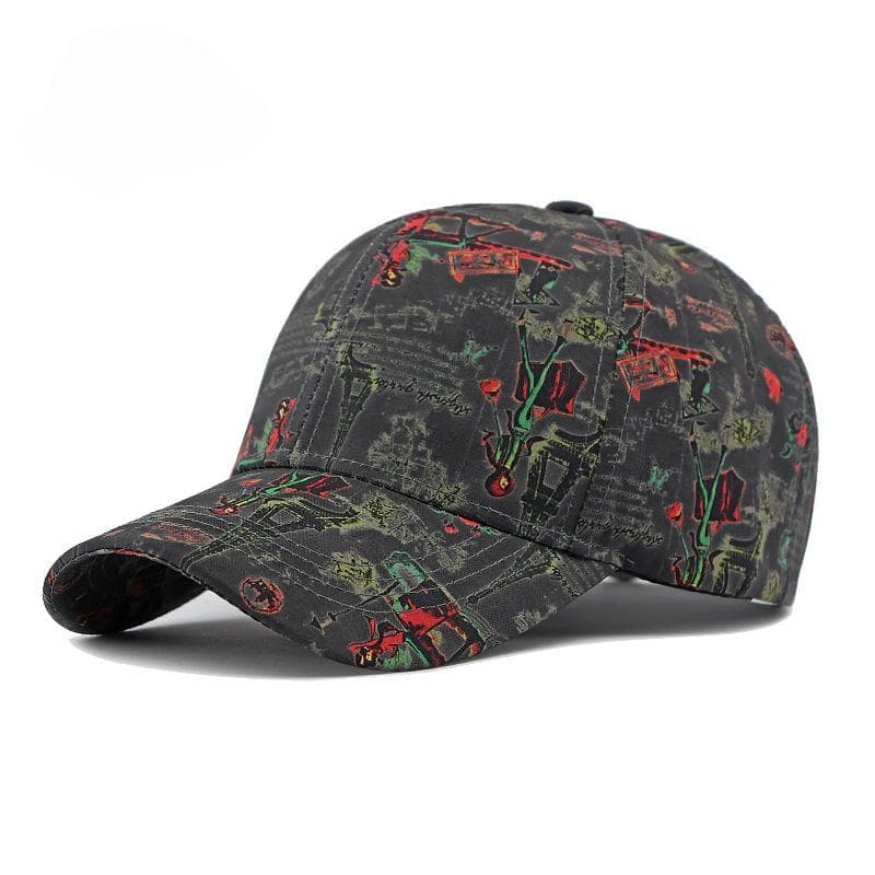 Spring New Korean Hats Women's Fashion Printed Sunscreen Hats Personality Hard Cap Baseball Hat Men's Caps black