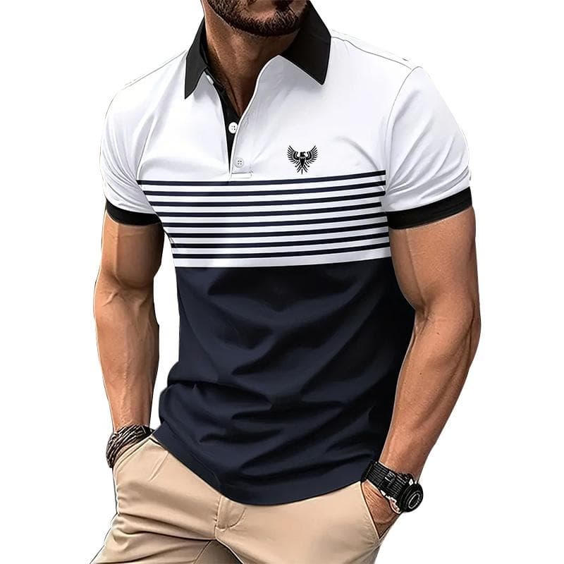 Men Casual Polyester Breathable Polo Shirt Men Slim Fit Short Sleeve Sport Lapel Polo Shirt . XL white