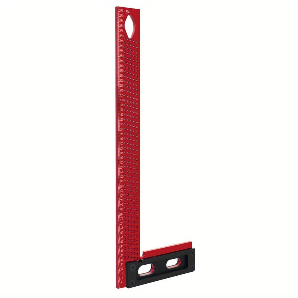 Woodworking Scriber LType Ruler Hole Positioning Scribing Gauge Aluminum Alloy Imperial Measuring 300mm red/black