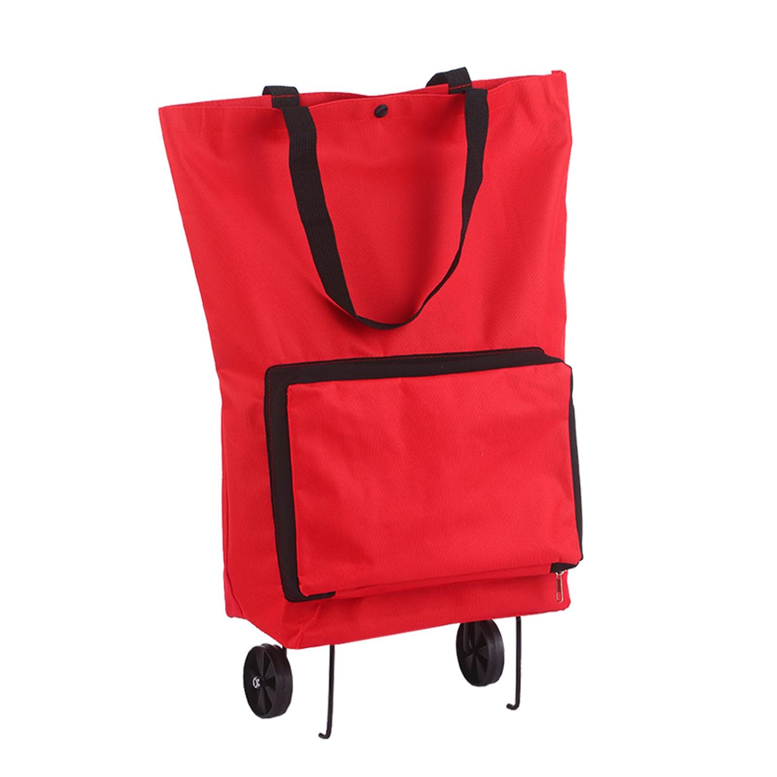 Foldable Shopping Trolley Bag with Wheels Collapsible Shopping Cart Reusable Foldable Grocery Bags red