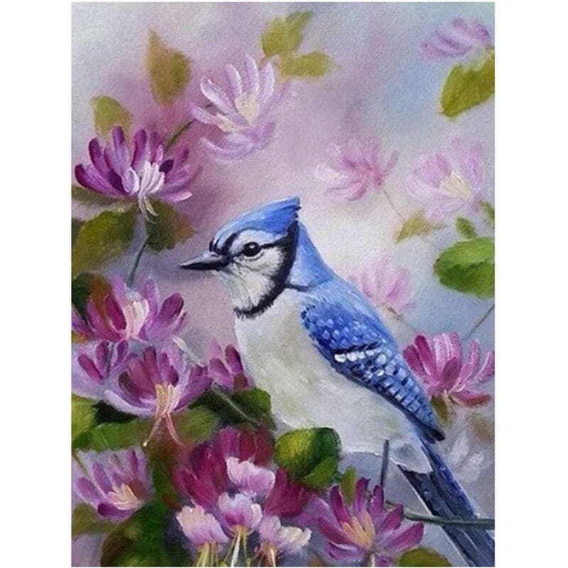 5D Diamond Painting Bird on A Purple Flower Diamond Embroidery Cross Stitch 20X30CM