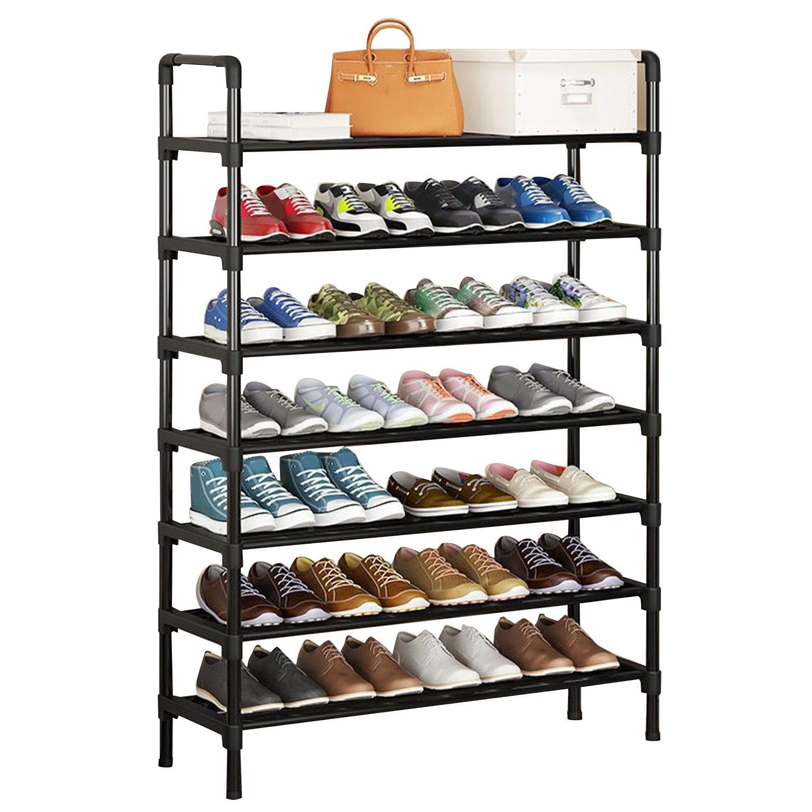 7 Tier Tall Shoe Rack Space Saving Shoe Shelf Dustproof Stable Shoes Storage Stand for Entryway
