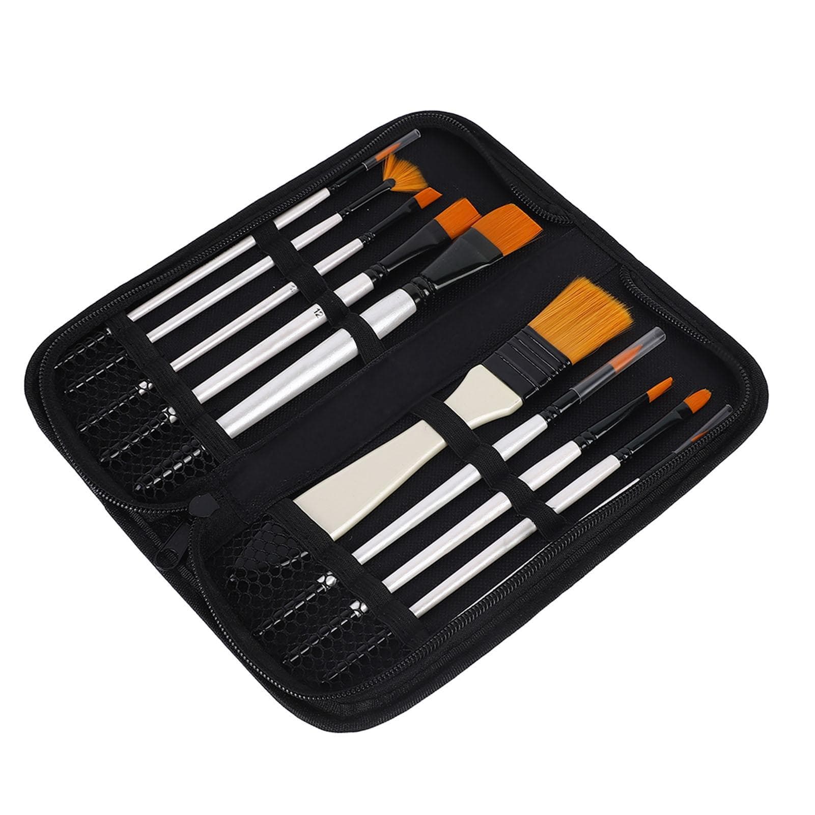 10pcs Paint Brush White Rod Nylon Wool Watercolor Paint Oil Paint Brushes Set for Students