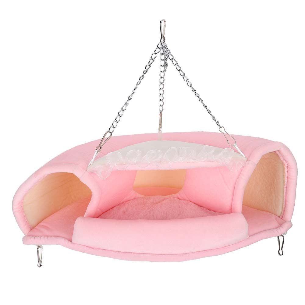 Small Pet Hanging Tunnel Bed Soft Winter Warm House Hammock Cage for Hamster Squirrels S S(for 2-4kg)