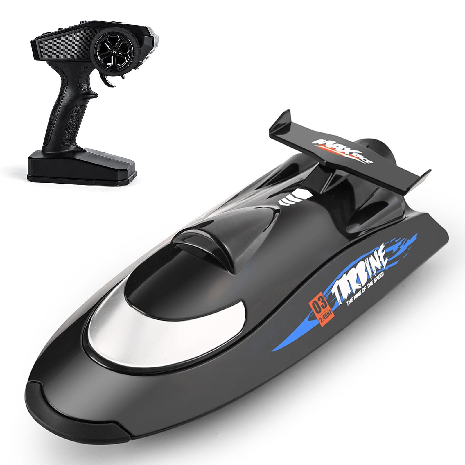 Flytec V009 Remote Control Boats 2.4G 30km/h Turbine Drive RC Boat 3 Speeds Adjustable Over black