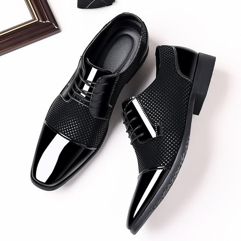 Leather Shoes Men's New Business Formal Wear Casual Spring and Autumn Breathable Men's British Korean Style Pointed Groom Wedding Shoes 46 black