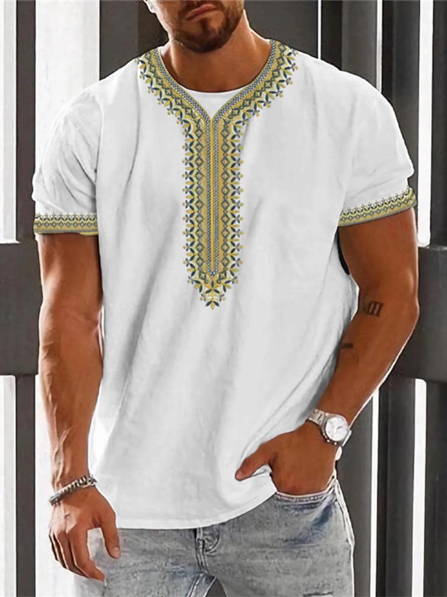 Vintage Ethnic T-shirt 3D Print Clothing O-neck Men Tops Oversized Short Sleeve Tee Summer Loose Male Streetwear Mens Clothes L