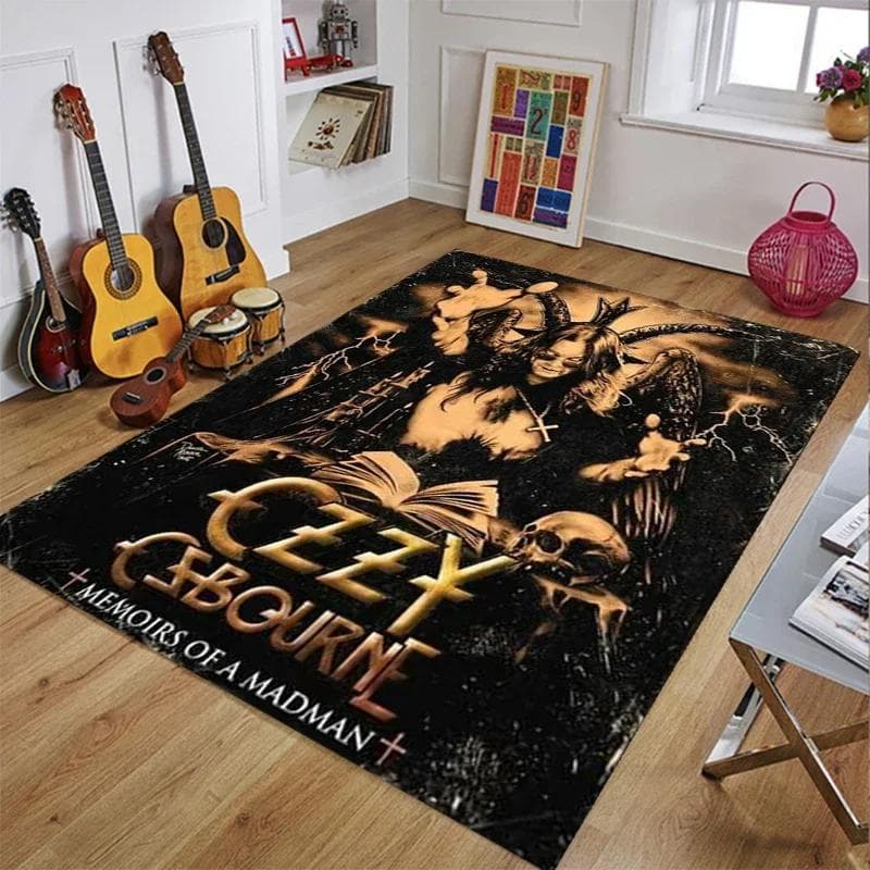 Ozzy Osbourne Band Printed Carpet Living Room Bedroom Fashionable and Aesthetic Anti slip Carpet Photography Props Birthday Gift 160cm by 120cm