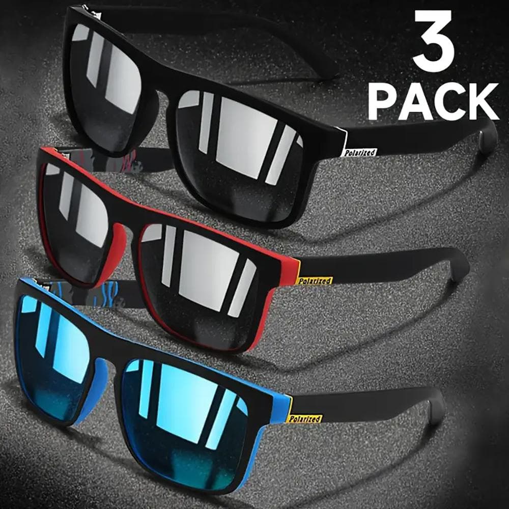 3PCS Square Sunglasses Anti Glare UV Protection For Summer Vacation Travel Driving Fishing Outdoor Activities