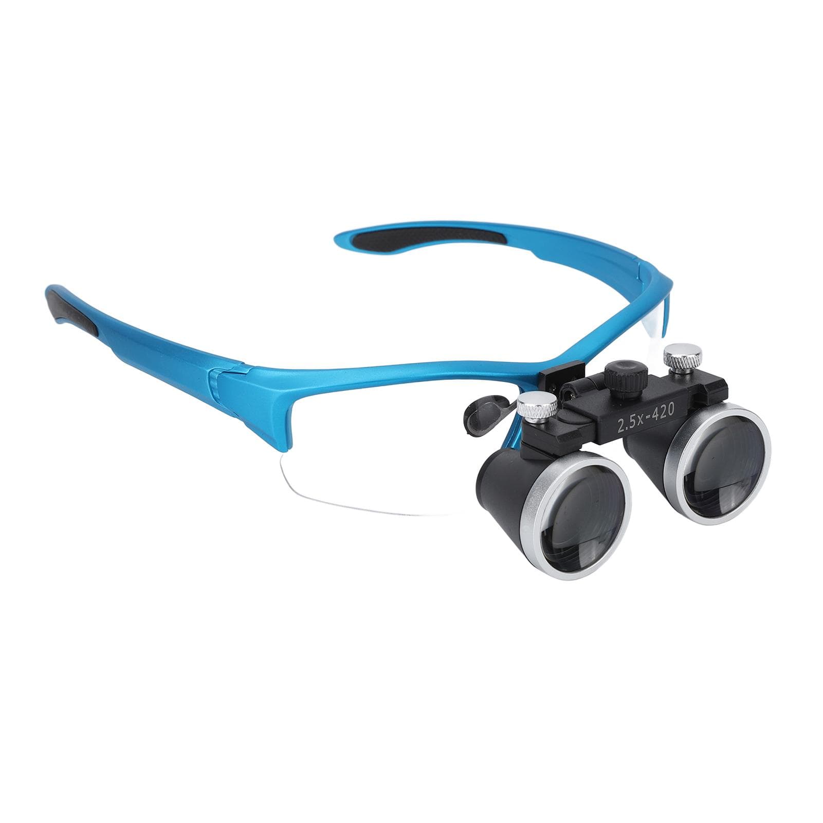 Lighted Head Magnifying Glasses Dull Polish Blue 2.5X Dentistry Magnifying for Dentistry 100‑240V EU Plug
