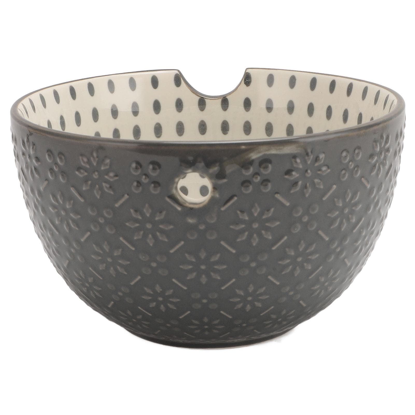 Ceramic Yarn Bowl Delicate Elegant Kitting Bowl Yarn Holder for Crocheting Projects Home Decor dark gray