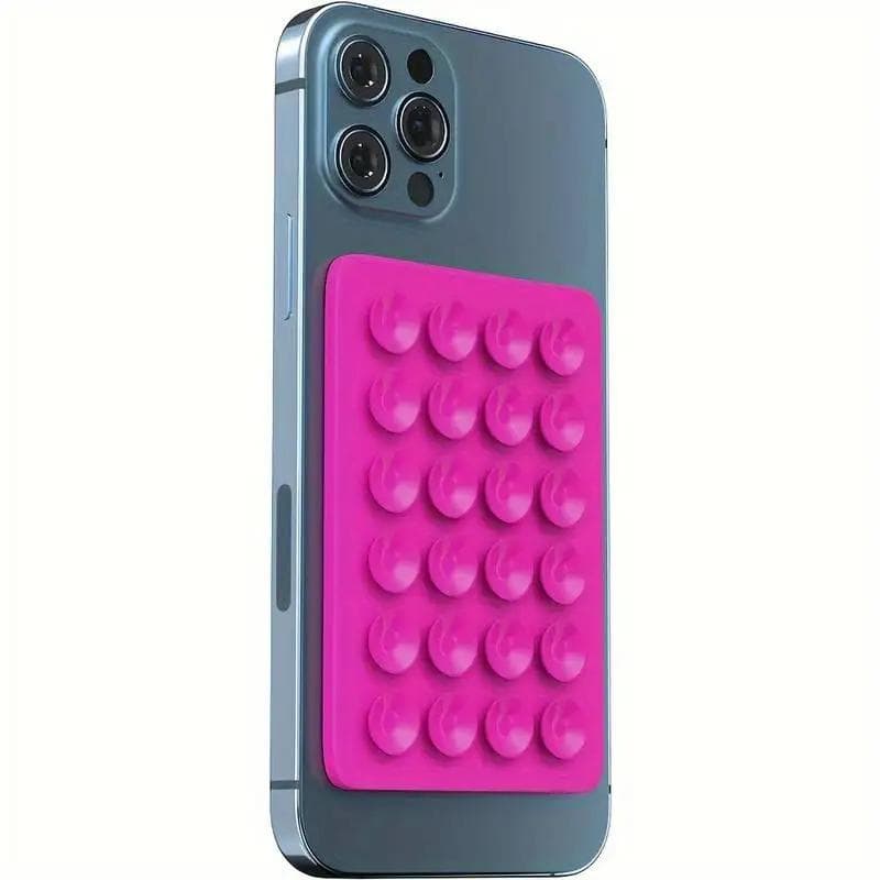 Silicone Suction Phone Holder Mat Multifunctional Suction Cup Wall Stand Square Anti-Slip Single-Sided Case Mount Back Sticker rose red