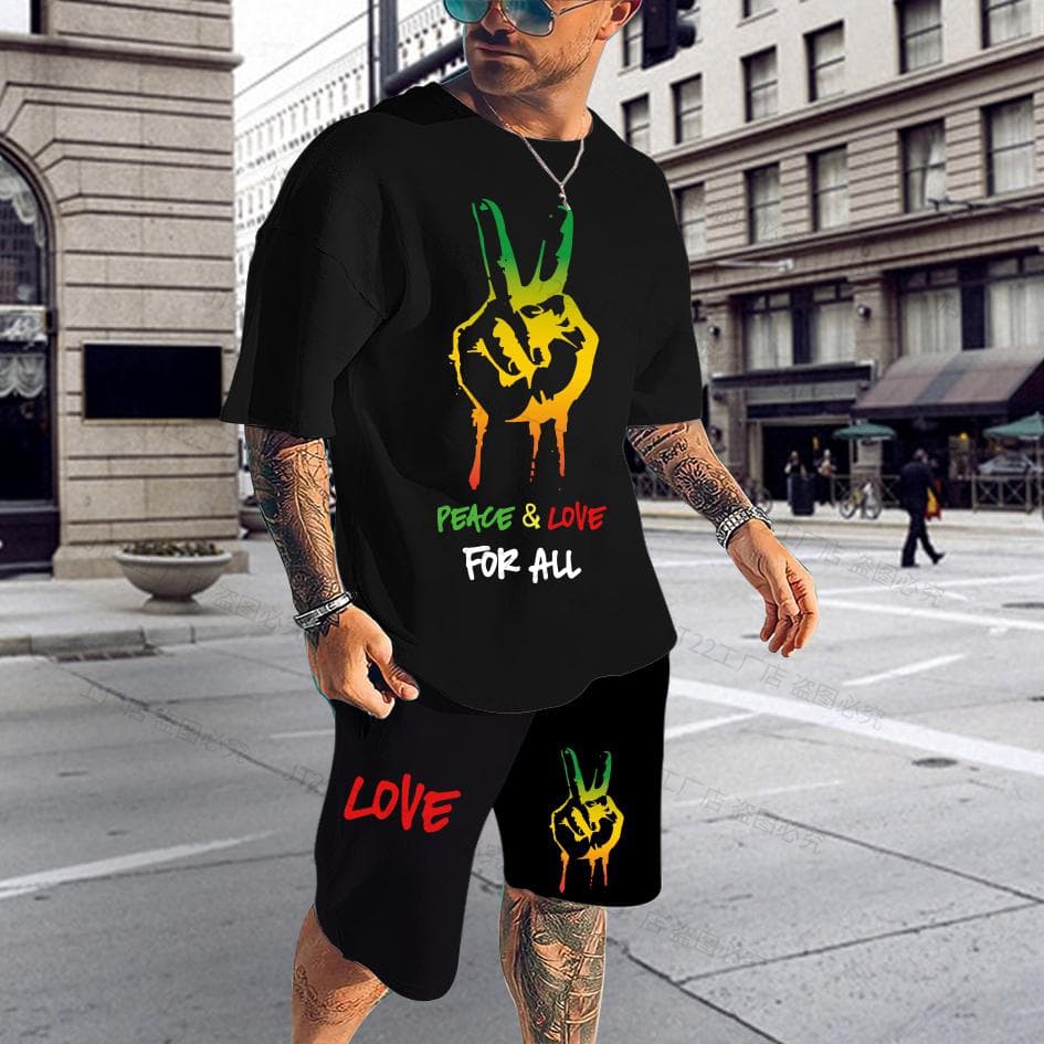 Summer BoB Marley Reggae T Shirt Sets Fashion Jogging Short Sleeve Harajuku Suit Men Tracksuit 3D Printed Breathable Clothes 6XL 6XL