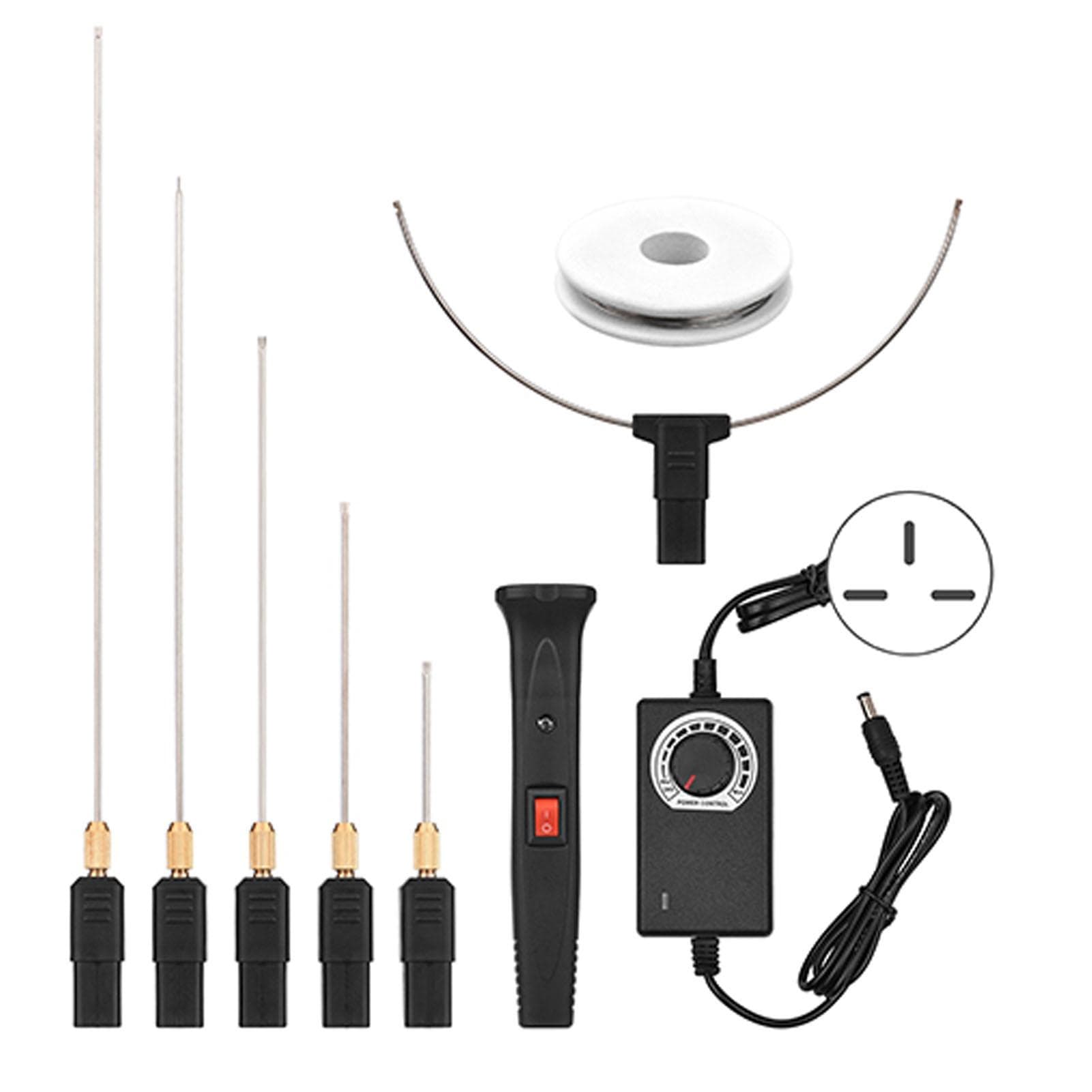 24W Handheld Electric Foam Cutter Kit with 5 Straight Tips & 1 Arch Tip Constant Temperature UK Plug & Adjustable Temp. black