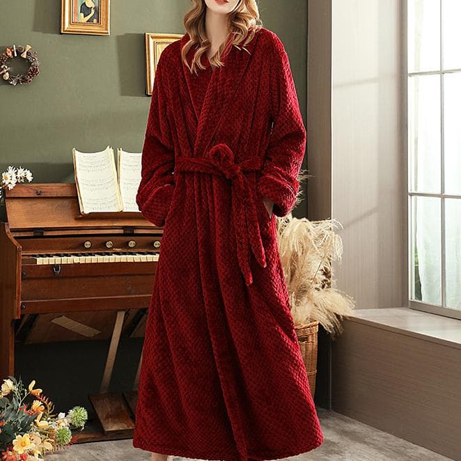Coral Fleece Long Sleeve Bathrobe Home Clothes Thick Flannel Couple Robe Sleepwear Grey Autumn Winter Wam Loose Lounge Wear 3XL
