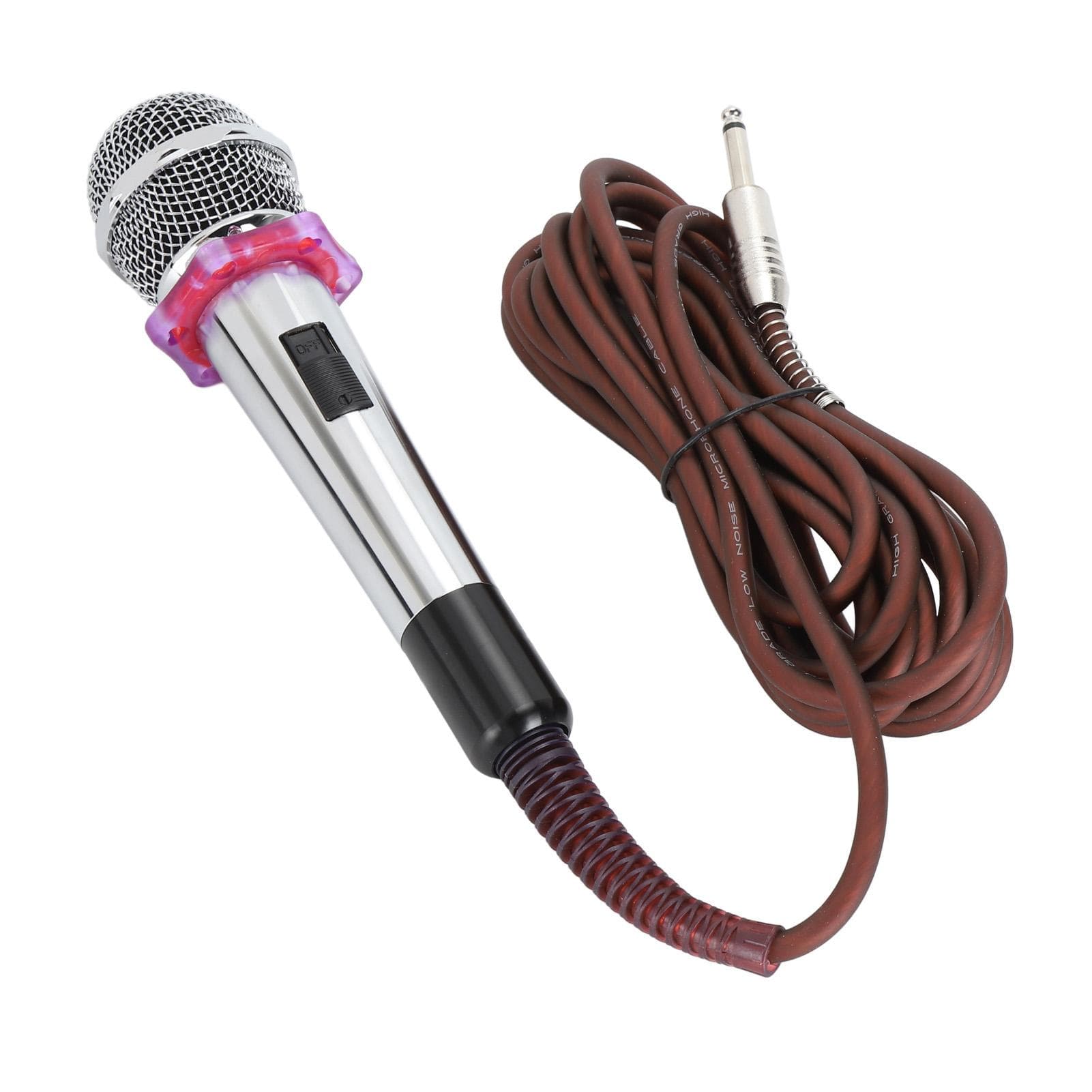 Handheld Wired Microphone Clear Sound Zinc Alloy Dynamic Moving Coil Microphone for Home Stage Use silver