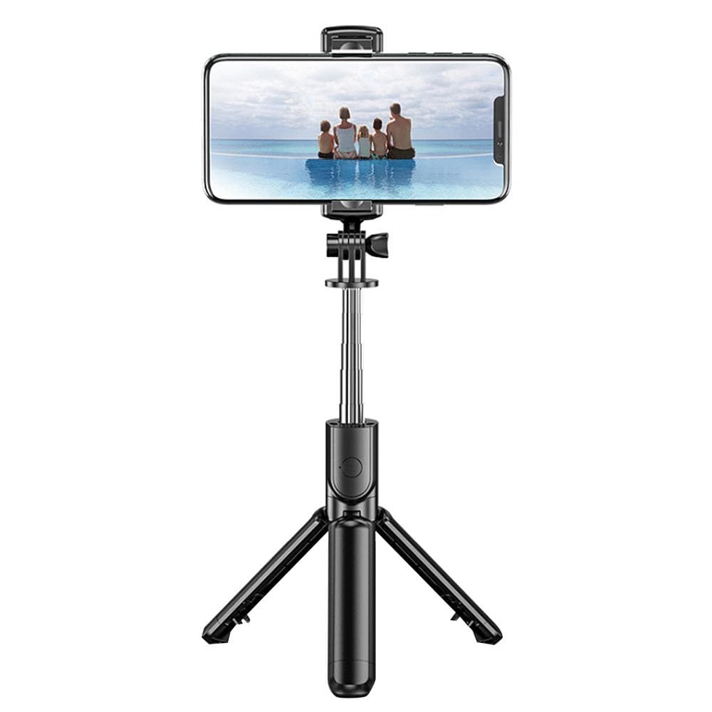 BT Selfie Stick Foldable Tripod 360degrees Rotation Multifunctional Handheld Adjustable Mobile Phone black