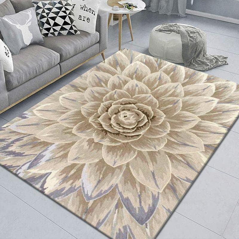 Hand-Painted Flower Printed Carpet Washable Living Room Bedroom Floor Mat Non Slip Sofa Coffee Tables Large Area Decor Rugs 120x160cm