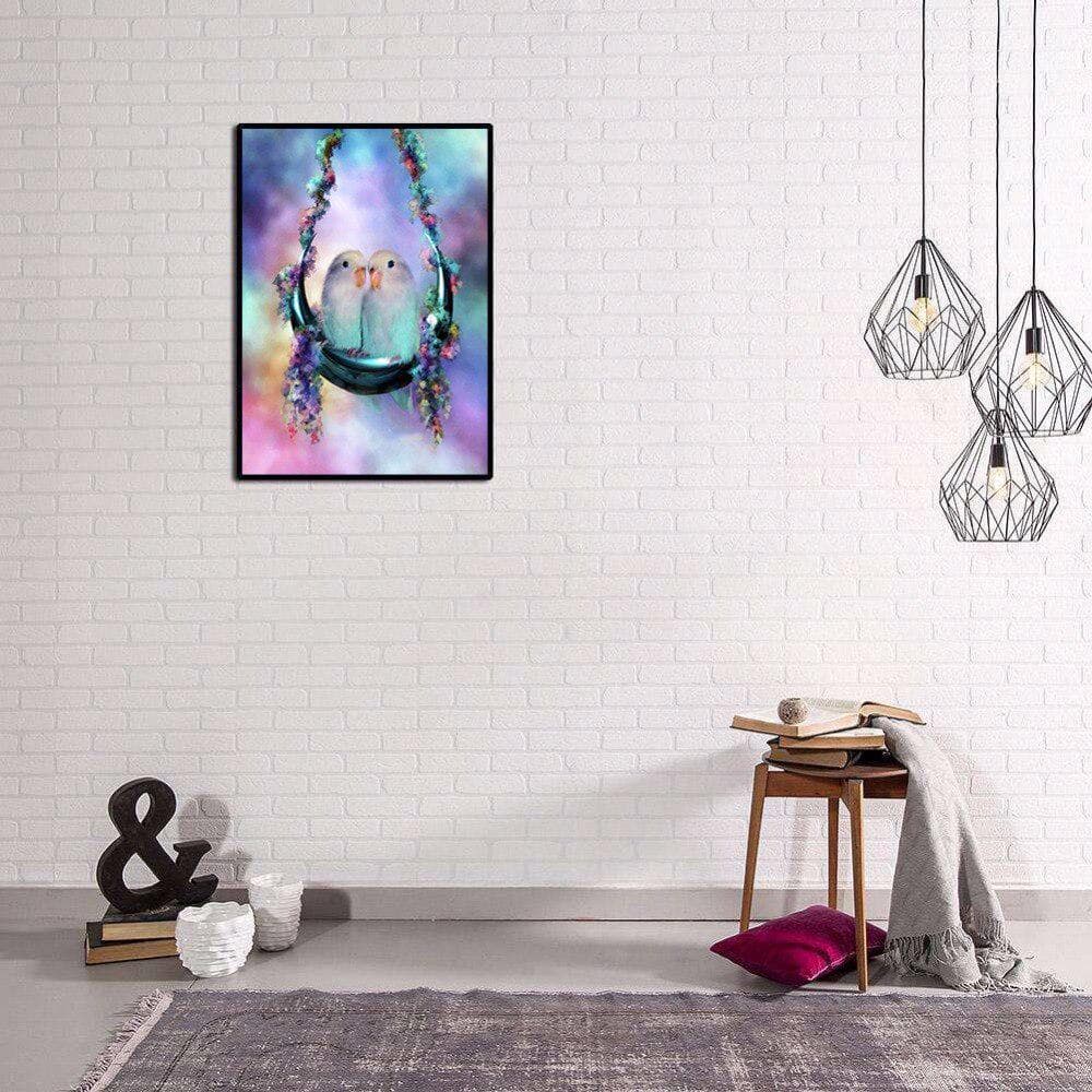 Diamond 5D DIY Diamond Painting Two Birds Lovers Diamond Embroidery Cross Stitch Rhinestone 20X30CM