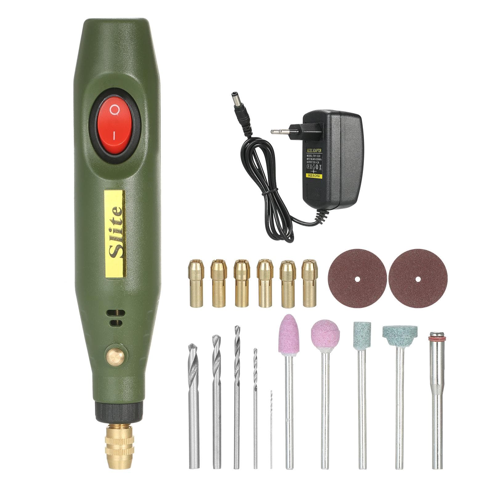 Cordless Rotary Tool Kit 15000RPM Variable Speed USB Rechargeable Electric Grinder Tool Cutting EU Plug green