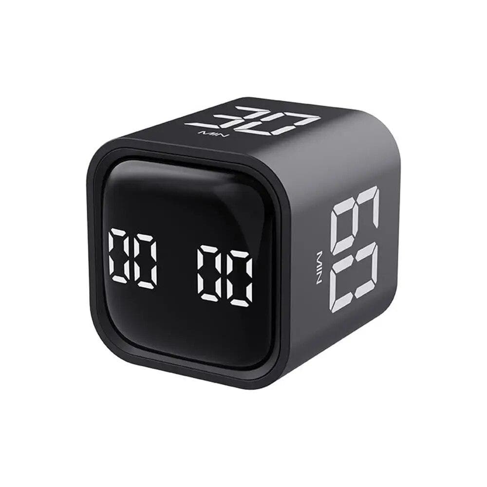 Productivity Cube Timer Gravity Sensor Flipping LED Display 4 Preset Time Dual Modes Countdown Cooking Study Mini Digital Timer black