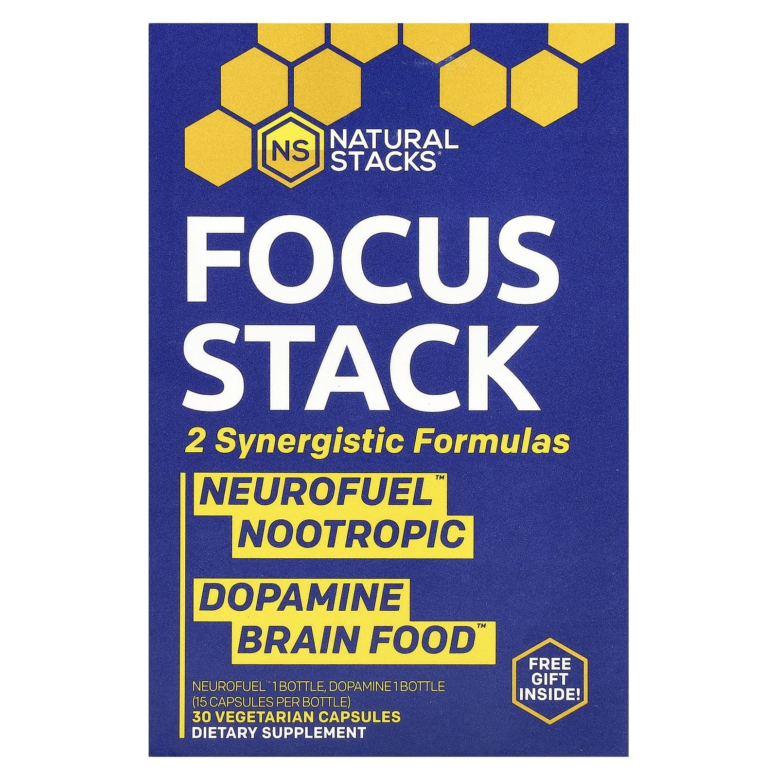 Natural Stacks, Focus Stack, 2 containers, 15 veggie capsules