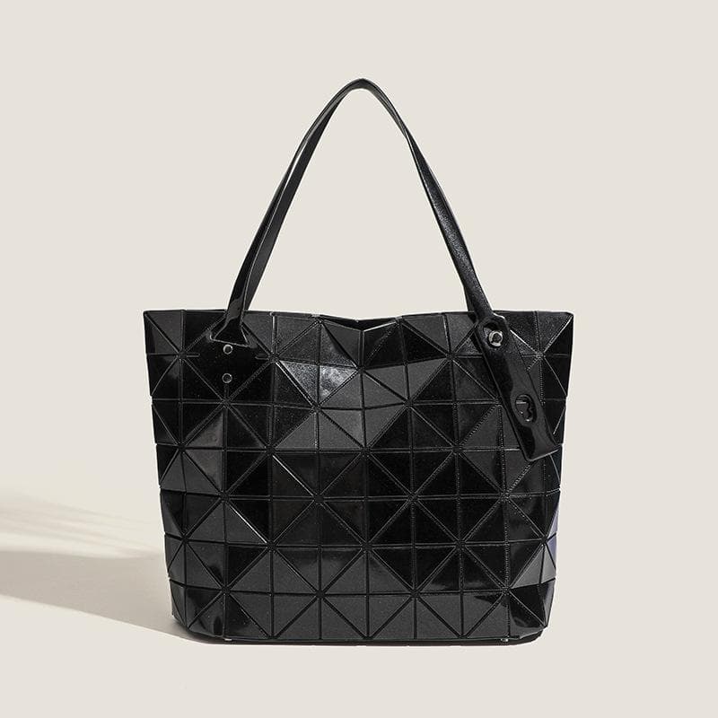 Geometric Patchwork Rock Bag Single Shoulder Tote Bag Large Capacity Original Single Women's Bag Geometric Diamond Lattice Commuter Handbag black